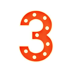 3D Number 3 Shape Marquee Lights Text