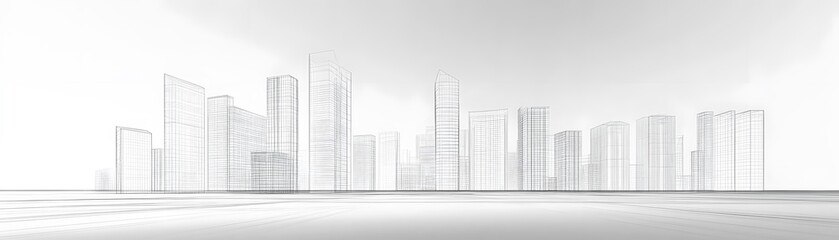 Obraz premium Abstract architectural perspective of a city skyline.