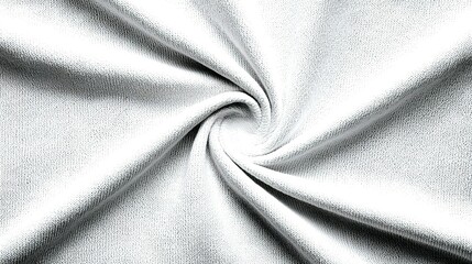 Fototapeta premium Closeup view of smooth, light gray fabric folds in a spiral pattern.
