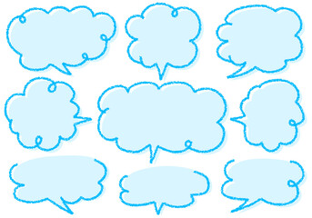 クレヨン素材　手描きのふきだしセット