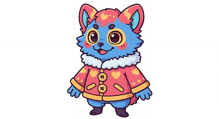 Cute cartoon animal in a cozy jacket