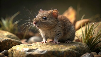 Myodes glareolus Close Up, Bank Vole Rock Habitat, Rodent Photography, Wildlife Image, Nature Picture, Arvicola rossastra