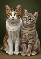 Obraz premium Whiskered Companions AI Generated