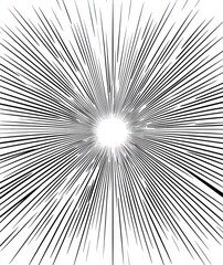 Obraz premium Radiating black lines converging outward from a bright central point creating a dynamic explosion or burst effect on a white background