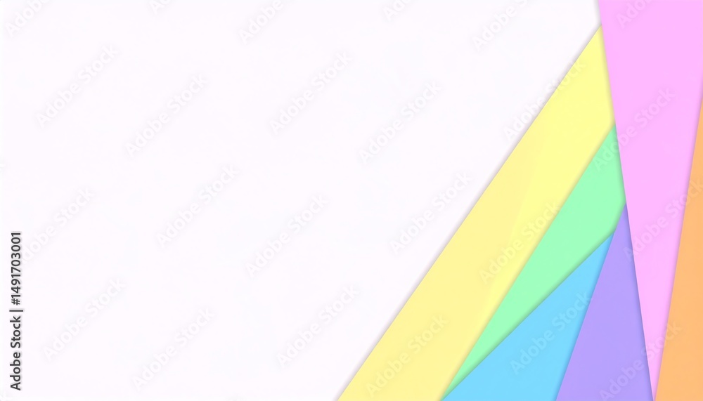 Poster colorful geometric shapes create an abstract design, blending soft pastel hues with sharp angles for