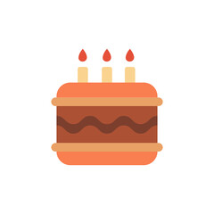 Delightful layered cake icon illustration symbolizing celebration with burning candles