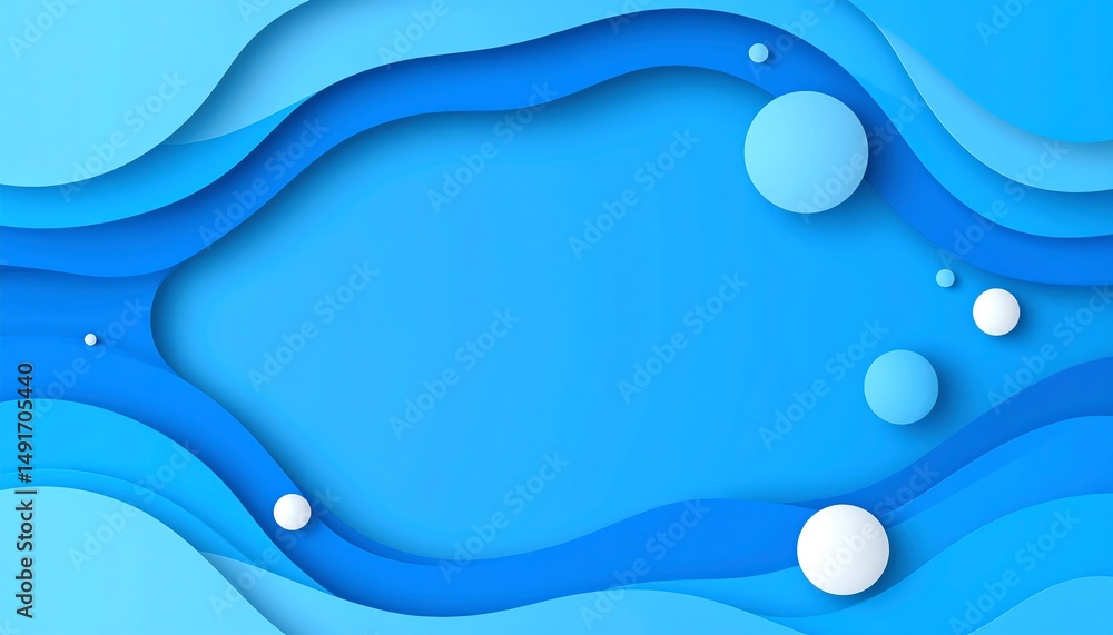 Poster abstract blue waves with circular shapes create a modern, dynamic design, perfect for backgrounds or