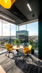 Modern office space with city view
