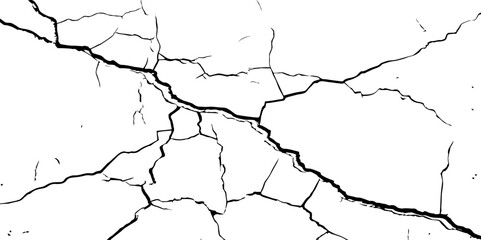 Cracked Earth Vector Texture with Transparent Background – High-Detail Grunge Overlay of Dry, Distressed Lines and Natural Ground Erosion
