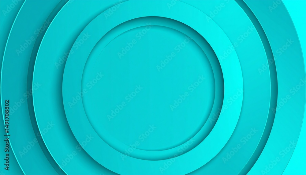 Poster abstract design featuring concentric circles in vibrant turquoise tones, creating a modern and visua
