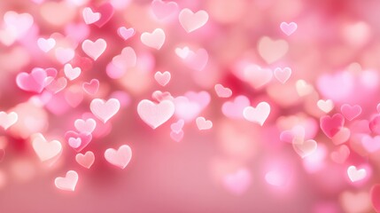 Soft pink hearts bokeh background (1)