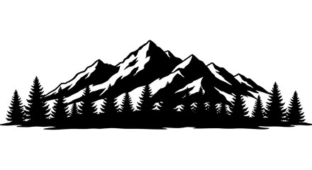 Mountain silhouette illustration with forest