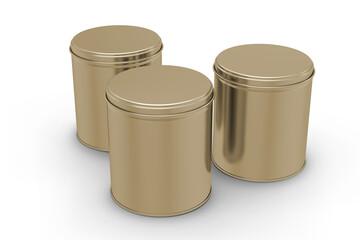 Dark Gold Color Cylindrical Metal Container on White Background
