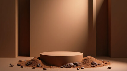 Elegant 3D podium with liquid chocolate theme and luxurious texture for product display