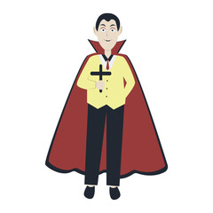 Halloween Dracula Cartoon Character. Vector Illustration.