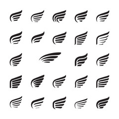 Fototapeta premium A Collection of Elegant Black Wing Designs Perfect for Logos Branding and Graphic Design Projects