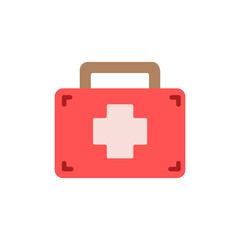 Stylized First Aid Kit Illustration with a Red Case and White Cross Symbol