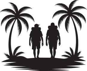 Tropical Vacation Silhouette - Backpackers on Island 2