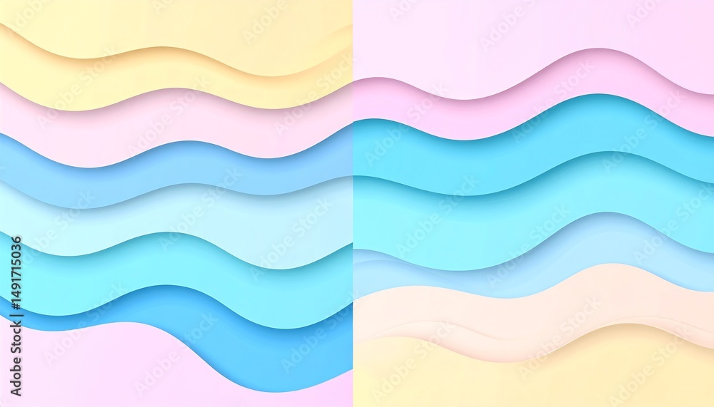 Poster soft, flowing waves of pastel colors create a calming and harmonious abstract design, blending shade