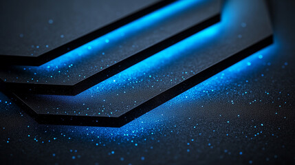 Obraz premium With Cyan Colliding Sharp Deep Shapes Electric And Black