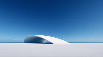 3d render of a modern building and open space on the ground under blue sky