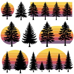Obraz premium Sunset Silhouette Grove AI Generated