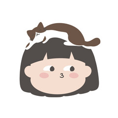 girl with lovely cat