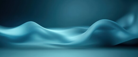 Obraz premium Smooth silky blue fabric flowing with gentle curves against a soft gradient background conveying calmness and elegance