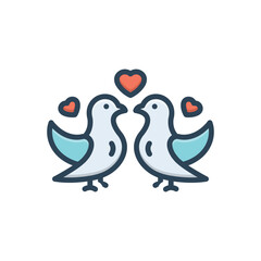 Color illustration icon for loving birds