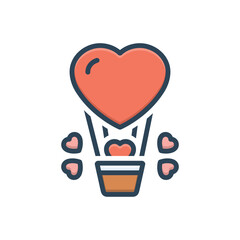 Color illustration icon for love balloon