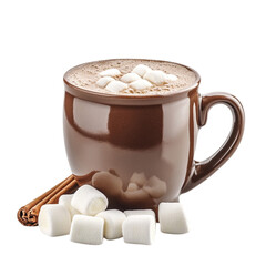 Hot chocolate marshmallows cinnamon sticks cozy winter drink warm mug sweet treat delicious beverage