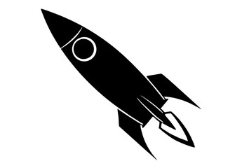 rocket  silhouette vector and white background