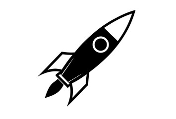 rocket  silhouette vector and white background