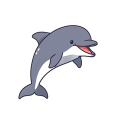 Obraz premium Cute Cartoon Dolphin Jumping