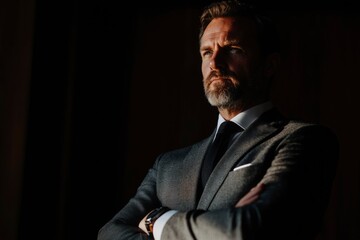 Fototapeta premium Serious businessman in suit