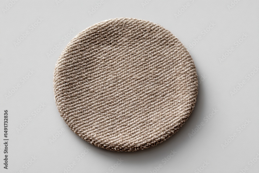 Poster woven placemat close up overhead shot on grey background showing texture and pattern detail for tabl