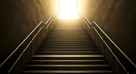 Stairway to heaven concept with bright light at the end of the tunnel architecture stairs design