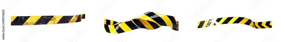 Poster set of abstract design with yellow and black stripes. isolated on transparent background