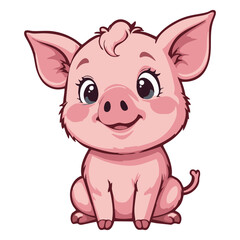 Adorable Baby Pig in Kawaii Style – Isolated Clipart