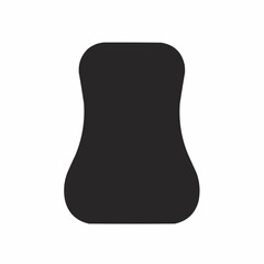 A solid, partial shape featuring curved lines against a bright, clean white background