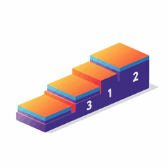 Isometric steps, a visual representation of progress, orange fading to purple