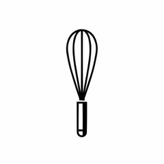 Fototapeta premium A basic cooking whisk on an isolated white background, in black