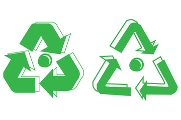Recycle symbols. Recycling arrow icons. Reusing symbols. Recycling label. Recycle badge. Recycling icons. Recycle, reuse and reduce icons 3d optical EPS 10