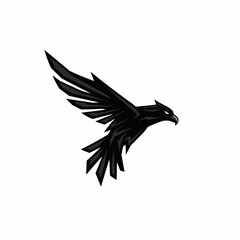 Obraz premium Graphic design of a stylized black bird with a bold wing spreading outward