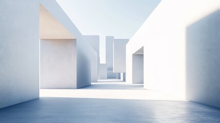 Fototapeta premium Abstract minimalistic white architecture, showcasing modern geometric forms