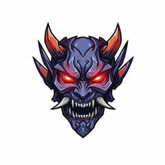 Illustration shows a demonic figure with horns and glowing red eyes