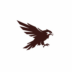 Obraz premium Brown abstract stylized falcon with outstretched wings on a white background