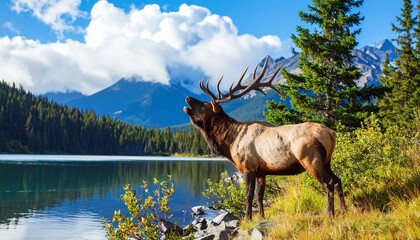 Bull elk bugling for mate in September.