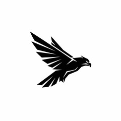 Obraz premium Abstract geometric black bird silhouette with sharp angles on a stark white background