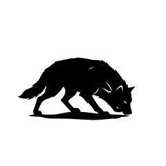 Graphic image with a black, furry textured silhouette on a stark white background